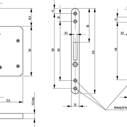 BKS serrure à encastrer pour porte coulissante 0393 acier argenté ( 3000250780 )