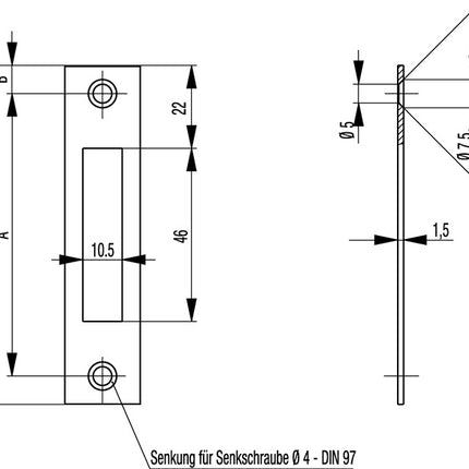 BKS gâche plate S412 acier inoxydable à chant ( 3000250568 )