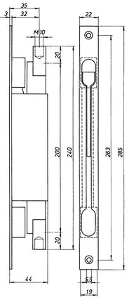 DENI Pêne dormant 9221 Longueur de têtière 285 mm Largeur de têtière 22 mm ( 3000258411 )