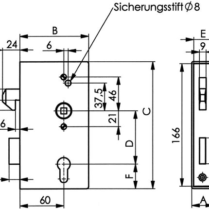 AMF Boîtier de serrure pour porte coulissante 140S DIN gauche / droite ( 3000251295 )