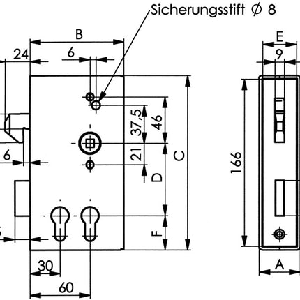 Boîte de serrure pour porte coulissante AMF 140SD-40ZW DIN gauche / droite ( 3000251259 )