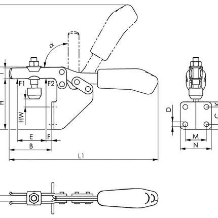 AMF Sauterelle de serrage horizontale no. 6833 taille 2 ( 4123660120 )