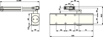 DORMAKABA Ferme-porte à ciseaux TS 73 V argent EN 2-4 ( 3000255110 )