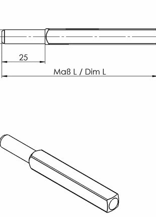 Pasador de cambio OGRO FS OGRO 115 FS cuadrado 9 x 105 mm (3000267163)