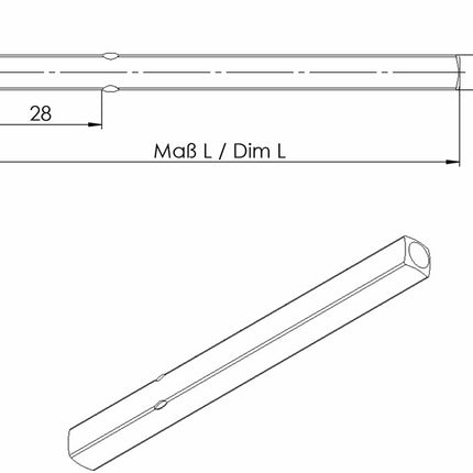 Tige de poignée OGRO 114 PB Carré 8 x 123 mm ( 3000267155 )