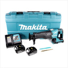 Makita DJR 360 RMK Scie récipro sans fil 2x 18 V avec boîtier + 2x Batteries BL 1840 4,0 Ah + Chargeur