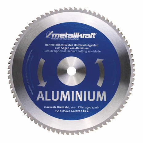 Piła tarczowa do metalu METALLKRAFT tarcza aluminiowa Ø 355 mm szerokość 2,4 mm ( 4000804015 )