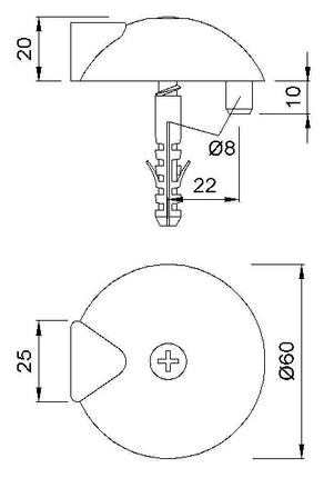 KWS Butoir de porte 2003.82 Ø 60 mm hauteur 20 mm ( 3000258205 )
