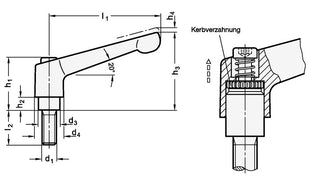 GANTER Levier de serrage réglable GN 300,1 d1 M 12 mm ( 4601000482 )