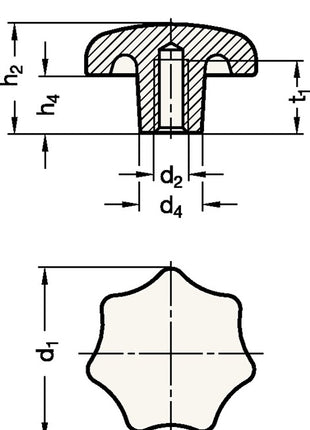 GANTER Sterngriff DIN 6336 mit Gewindebuchse ( 4601000856 )