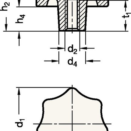 GANTER Poignée en étoile DIN 6336 avec douille filetée ( 4601000856 )