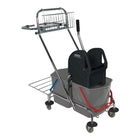 Chariot de nettoyage SPRINTUS Seau 2 x 17 l, presse, panier de rangement ( 9000472004 )