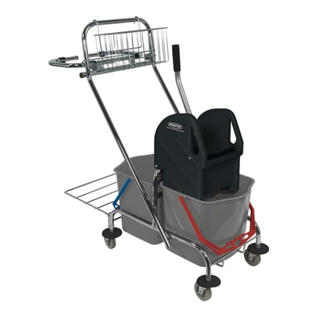 Chariot de nettoyage SPRINTUS Seau 2 x 17 l, presse, panier de rangement ( 9000472004 )