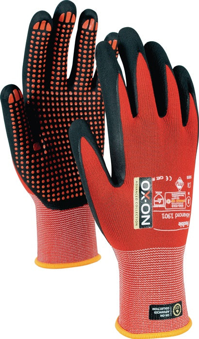 OX-ON Guantes Flexible Advanced 1901 Talla 10 negro/rojo (4000391344)