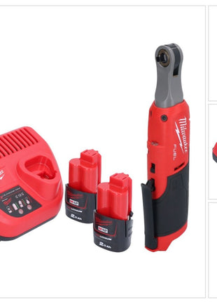 Cliquet à batterie Milwaukee M12 FHIR14-202 12 V 47 Nm 1/4" brushless + 2x batterie 2,0 Ah + chargeur