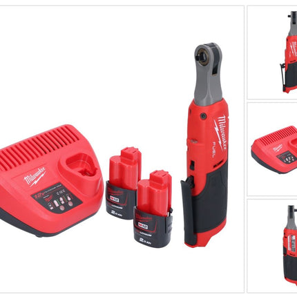 Cliquet à batterie Milwaukee M12 FHIR14-202 12 V 47 Nm 1/4" brushless + 2x batterie 2,0 Ah + chargeur