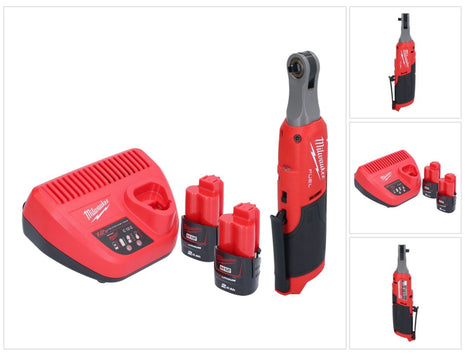 Milwaukee M12 FHIR14-202 Akku Ratsche 12 V 47 Nm 1/4" Brushless + 2x Akku 2,0 Ah + Ladegerät