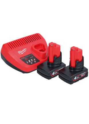 Cliquet à batterie Milwaukee M12 FHIR14-402 12 V 47 Nm 1/4" brushless + 2x batterie 4,0 Ah + chargeur