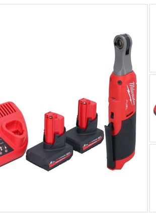 Cliquet à batterie Milwaukee M12 FHIR14-502 12 V 47 Nm 1/4" brushless + 2x batterie 5,0 Ah + chargeur