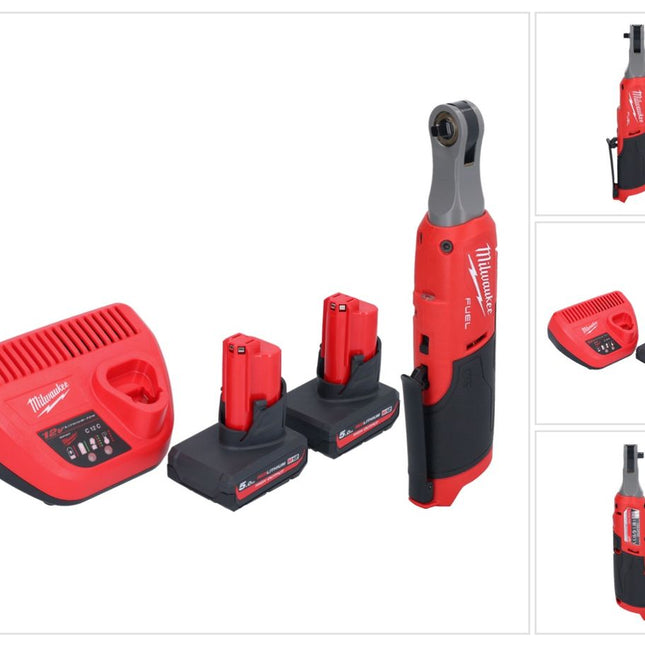 Cliquet à batterie Milwaukee M12 FHIR14-502 12 V 47 Nm 1/4" brushless + 2x batterie 5,0 Ah + chargeur