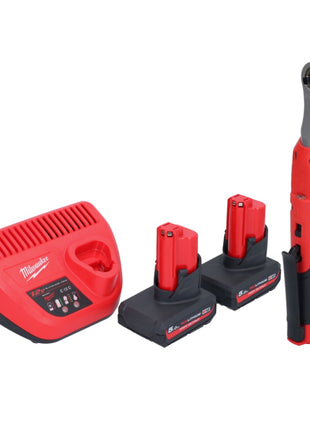 Cliquet à batterie Milwaukee M12 FHIR14-502 12 V 47 Nm 1/4" brushless + 2x batterie 5,0 Ah + chargeur