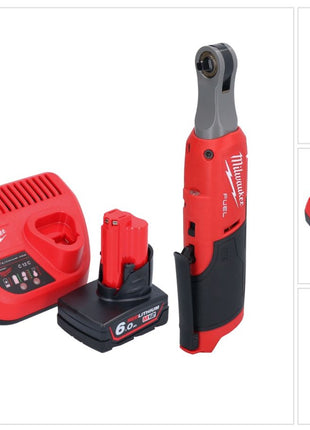 Cliquet à batterie Milwaukee M12 FHIR14-601 12 V 47 Nm 1/4" brushless + 1x batterie 6,0 Ah + chargeur