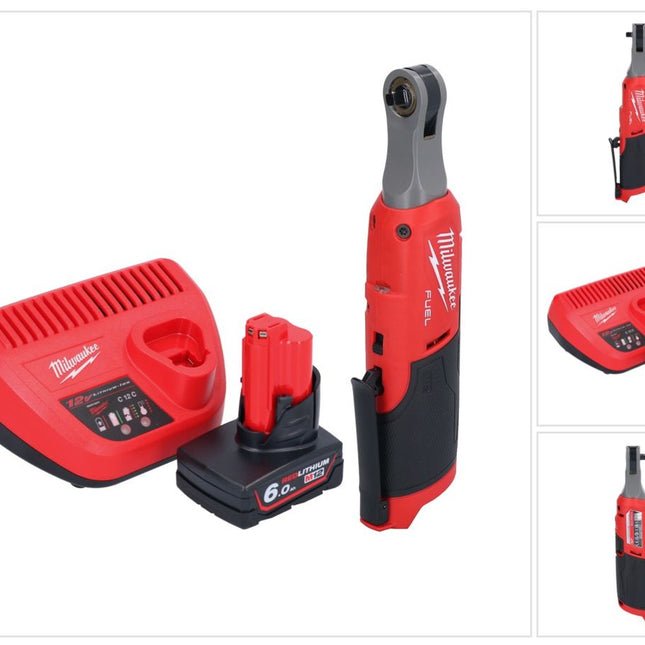 Cliquet à batterie Milwaukee M12 FHIR14-601 12 V 47 Nm 1/4" brushless + 1x batterie 6,0 Ah + chargeur