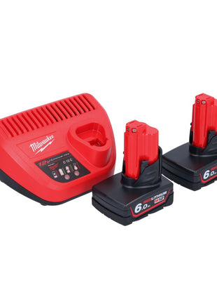 Cliquet à batterie Milwaukee M12 FHIR14-602 12 V 47 Nm 1/4" brushless + 2x batterie 6,0 Ah + chargeur