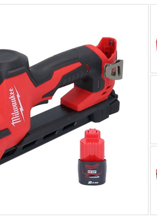 Grapadora a batería Milwaukee M12 BCST-201 12 V 19 x 25,4 mm + 1x batería 2,0 Ah - sin cargador