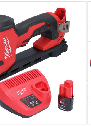 Grapadora a batería Milwaukee M12 BCST-201 12 V 19 x 25,4 mm + 1x batería 2,0 Ah + cargador