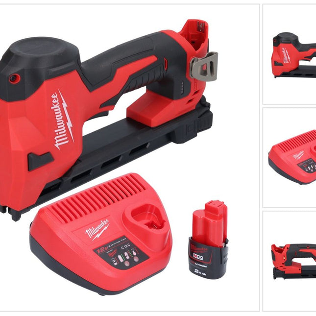 Milwaukee M12 BCST-201 Agrafeuse sans fil 12 V 19 x 25,4 mm + 1x batterie 2,0 Ah + chargeur
