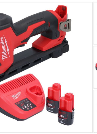 Grapadora a batería Milwaukee M12 BCST-202 12 V 19 x 25,4 mm + 2x baterías 2,0 Ah + cargador