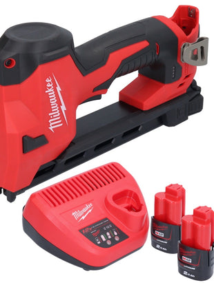 Grapadora a batería Milwaukee M12 BCST-202 12 V 19 x 25,4 mm + 2x baterías 2,0 Ah + cargador