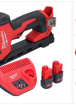 Grapadora a batería Milwaukee M12 BCST-252 12 V 19 x 25,4 mm + 2x baterías 2,5 Ah + cargador