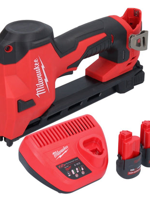 Grapadora a batería Milwaukee M12 BCST-252 12 V 19 x 25,4 mm + 2x baterías 2,5 Ah + cargador