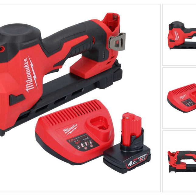 Milwaukee M12 BCST-401 Agrafeuse sans fil 12 V 19 x 25,4 mm + 1x batterie 4,0 Ah + chargeur