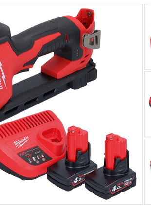 Grapadora a batería Milwaukee M12 BCST-402 12 V 19 x 25,4 mm + 2x baterías 4,0 Ah + cargador