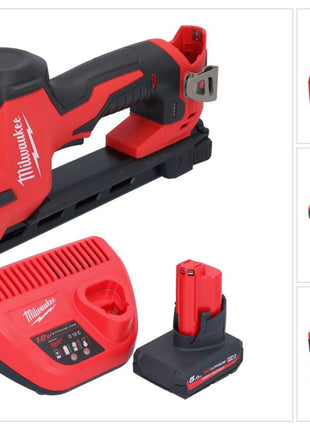 Grapadora a batería Milwaukee M12 BCST-501 12 V 19 x 25,4 mm + 1x batería 5,0 Ah + cargador