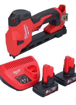 Grapadora a batería Milwaukee M12 BCST-602 12 V 19 x 25,4 mm + 2x baterías 6,0 Ah + cargador