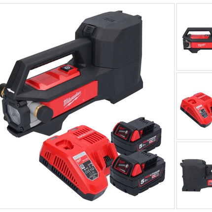 Pompe de transfert de batterie Milwaukee M18 BTP-502 18 V 1817 l/h + 2x batteries 5,0 Ah + chargeur