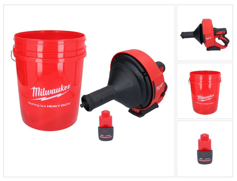 Milwaukee M12 BDC8-251C Akumulatorowa wyciorarka do rur 12 V + 1x akumulator 2,5 Ah + spirala + łyżka - bez ładowarki