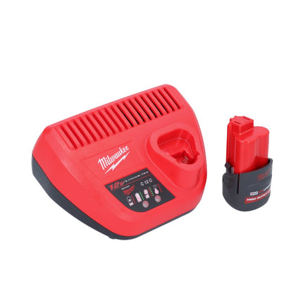 Appareil de nettoyage de tuyaux sur batterie Milwaukee M12 BDC8-251C 12 V + 1x batterie 2,5 Ah + chargeur + spirale + seau