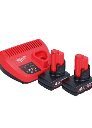 Milwaukee M12 BDC8-402C akumulatorowy udrażniacz rur 12 V + 2x akumulator 4,0 Ah + ładowarka + spirala + wiadro