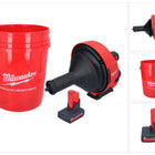 Appareil de nettoyage de tuyaux sur batterie Milwaukee M12 BDC8-501C 12 V + 1x batterie 5,0 Ah + spirale + seau - sans chargeur