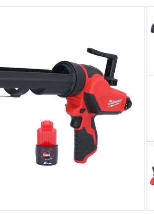 Pistola de cartuchos a batería Milwaukee M12 PCG/310-201 12 V 310 ml + 1x batería 2,0 Ah - sin cargador