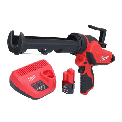 Milwaukee M12 PCG/310-201 Pince à cartouche sans fil 12 V 310 ml + 1 batterie 2,0 Ah + chargeur
