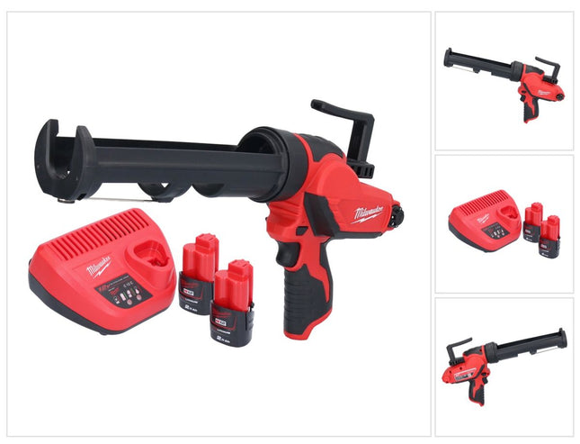 Milwaukee M12 PCG/310-202 Presse à cartouche sans fil 12 V 310 ml + 2 batteries 2,0 Ah + chargeur