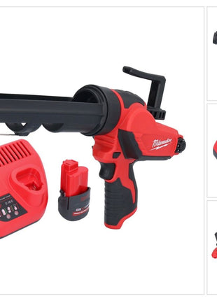 Pistola de cartuchos a batería Milwaukee M12 PCG/310-251 12 V 310 ml + 1x batería 2,5 Ah + cargador