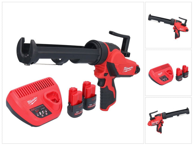 Milwaukee M12 PCG/310-252 Pompe à cartouche sans fil 12 V 310 ml + 2 batteries 2,5 Ah + chargeur