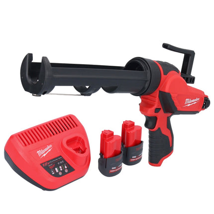 Milwaukee M12 PCG/310-252 Pompe à cartouche sans fil 12 V 310 ml + 2 batteries 2,5 Ah + chargeur